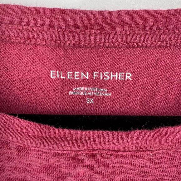 Eileen Fisher Shirt top 3x pink organic linen relaxed beachy plus office work - Picture 2 of 5